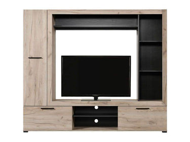 Lucerne Grey Oak Effect and Black Entertainment Unit Wall TV Cabinet - UK Luxury Furniture